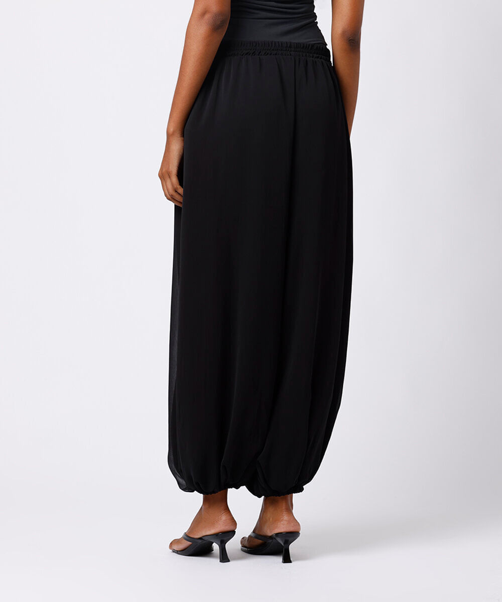 calça aladim feminina cós elástico texturizada mindset preta