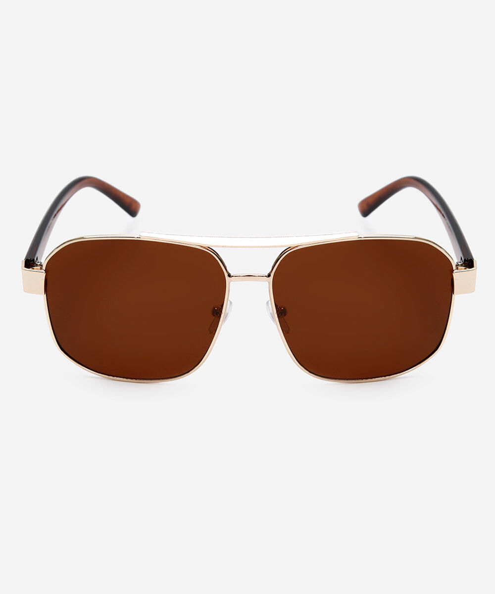 óculos de sol aviador unissex dourado