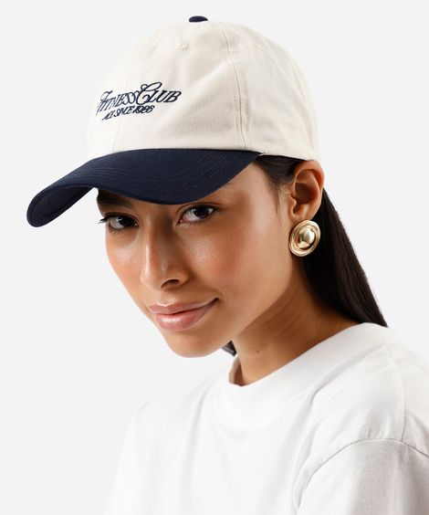 boné aba curva de sarja bordado off white