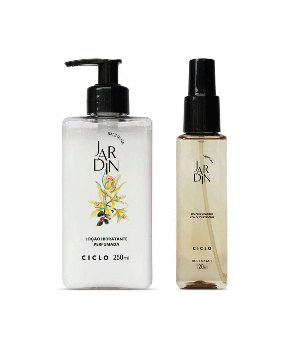 kit feminino estojo ciclo jardin baunilha body splash 120ml e hidratante 250ml