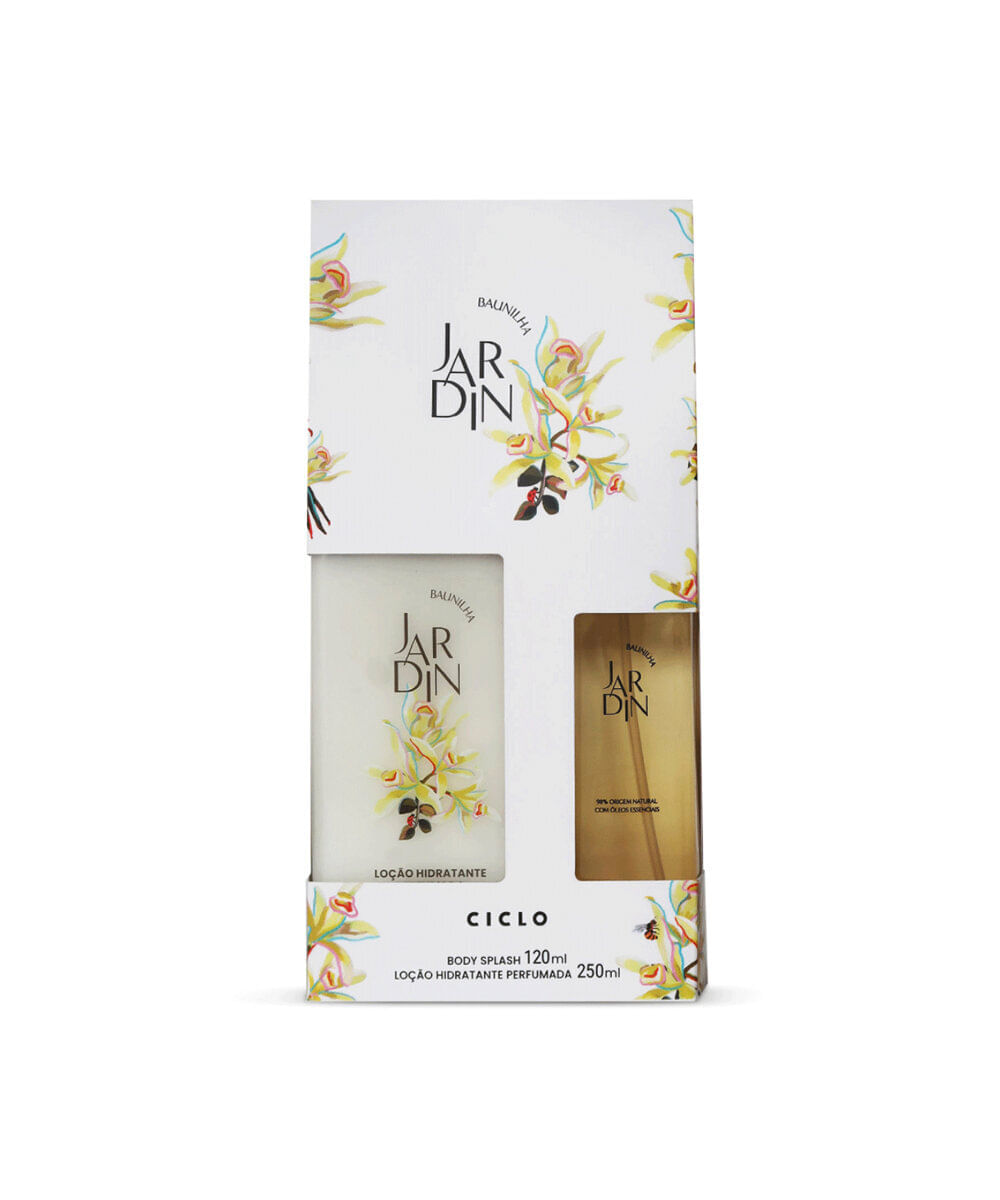 kit feminino estojo ciclo jardin baunilha body splash 120ml e hidratante 250ml