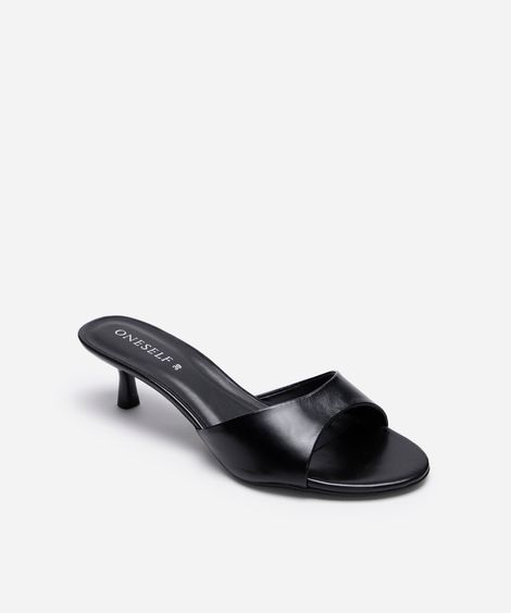 tamanco bico redondo salto fino oneself preto