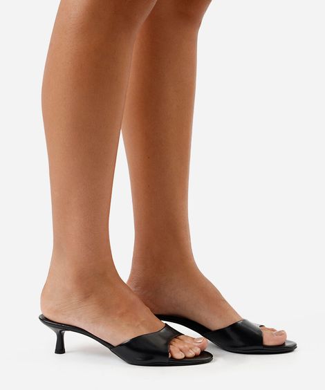 tamanco bico redondo salto fino oneself preto