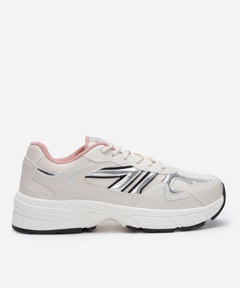 tênis chunky esportivo ace com recortes metalizados colorido