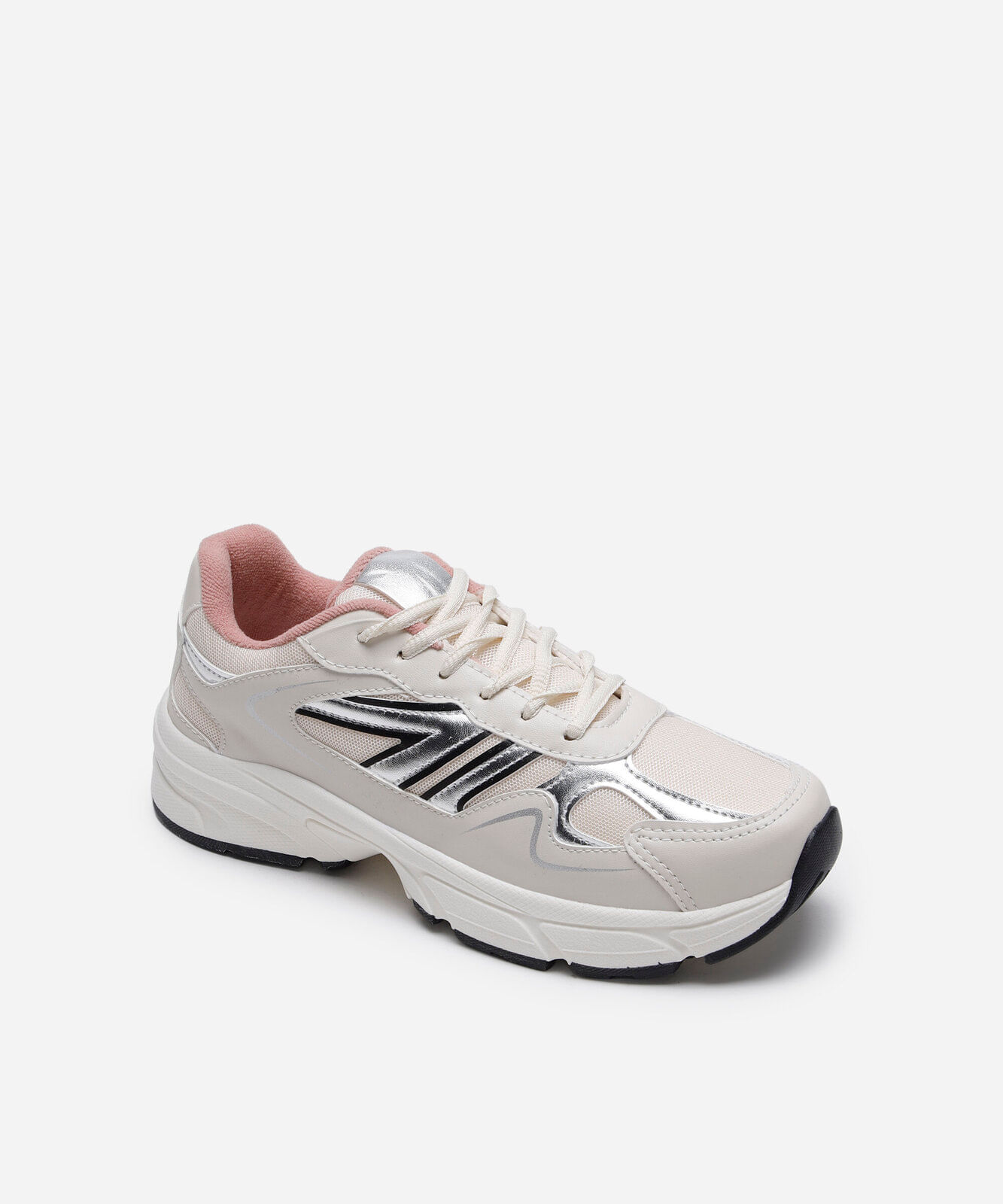 tênis chunky esportivo com recortes metalizados colorido