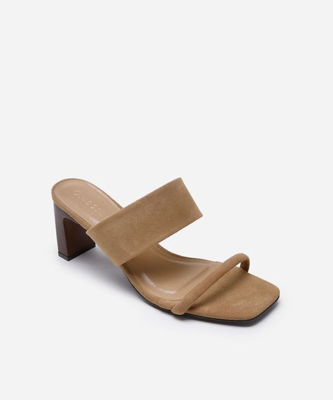 tamanco bico quadrado salto grosso texturizado oneself bege