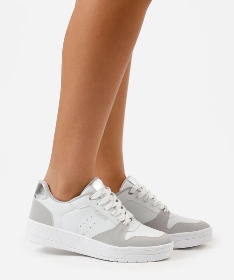 tênis casual com recortes ace cinza