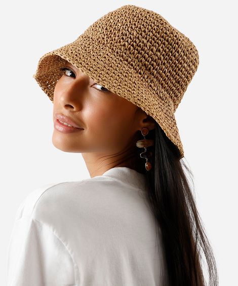chapéu feminino bucket palha bege