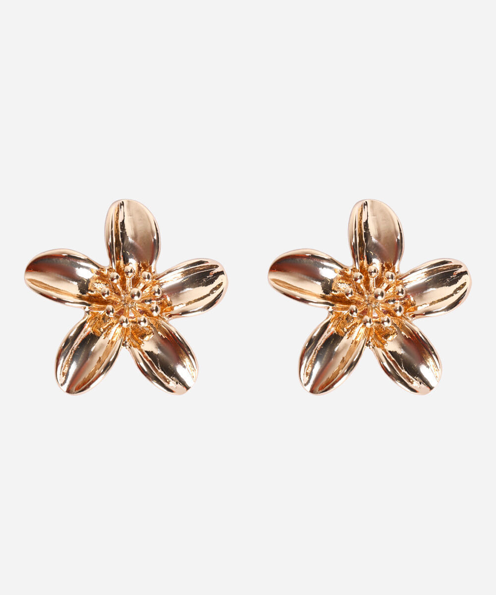 brinco feminino flor dourado