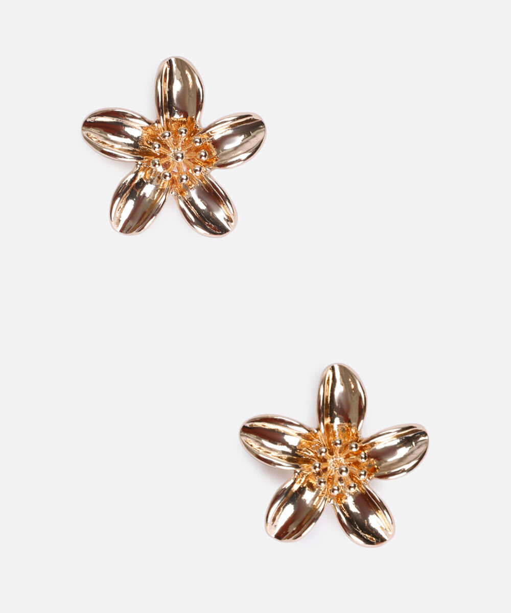 brinco feminino flor dourado