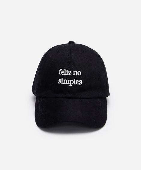 boné aba curva bordado feliz no simples preto