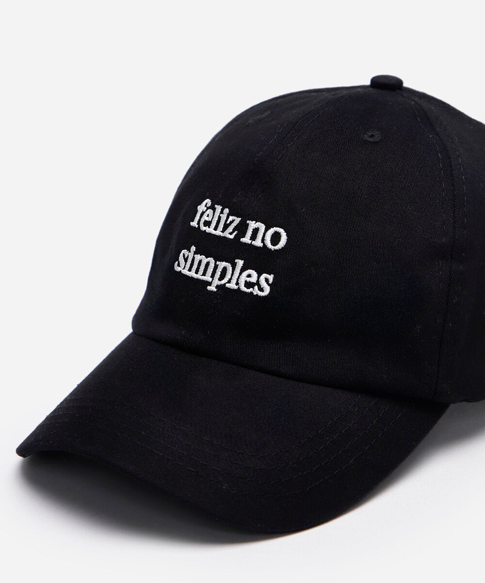 boné aba curva bordado feliz no simples preto