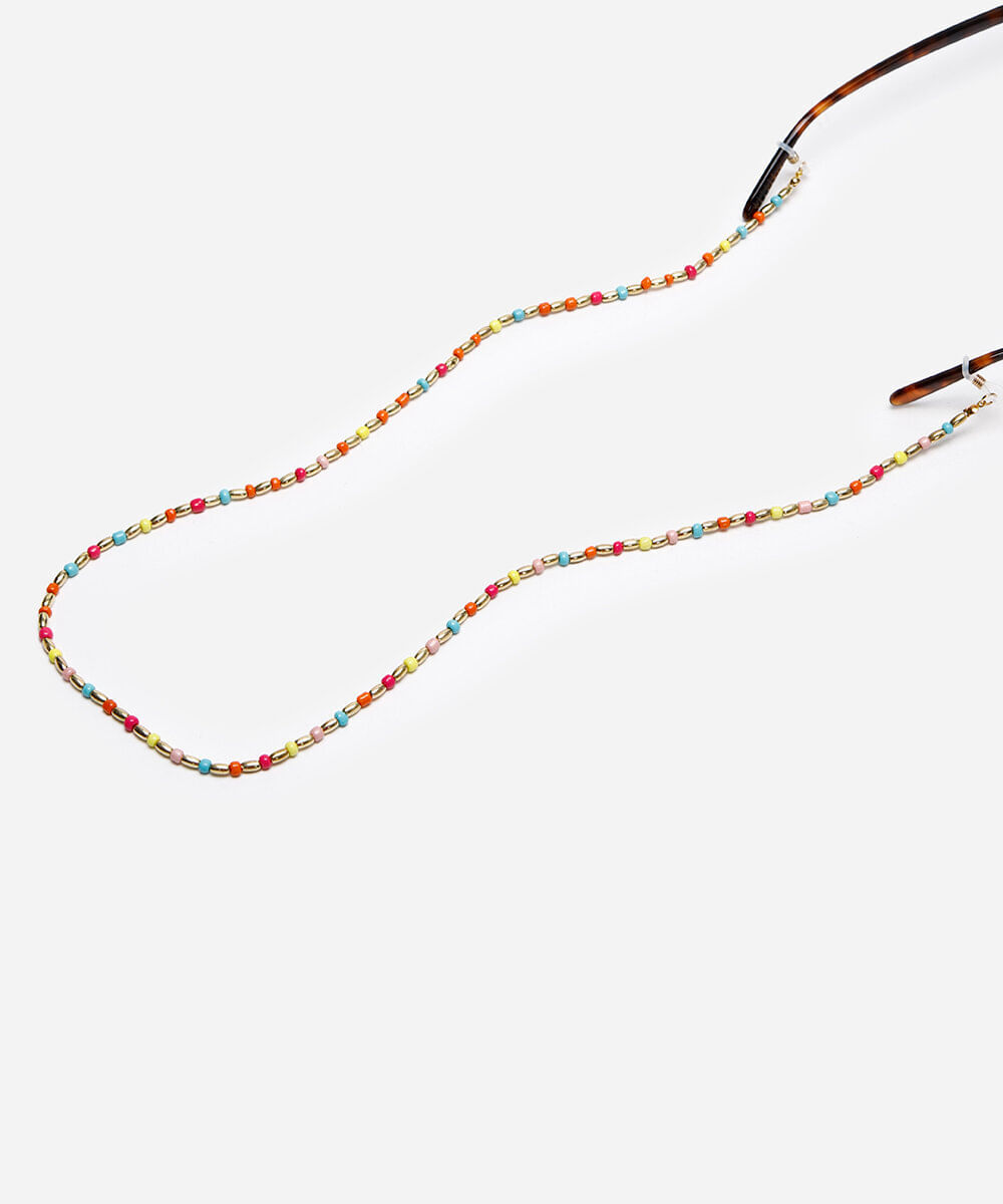 corrente para óculos miçangas colorida