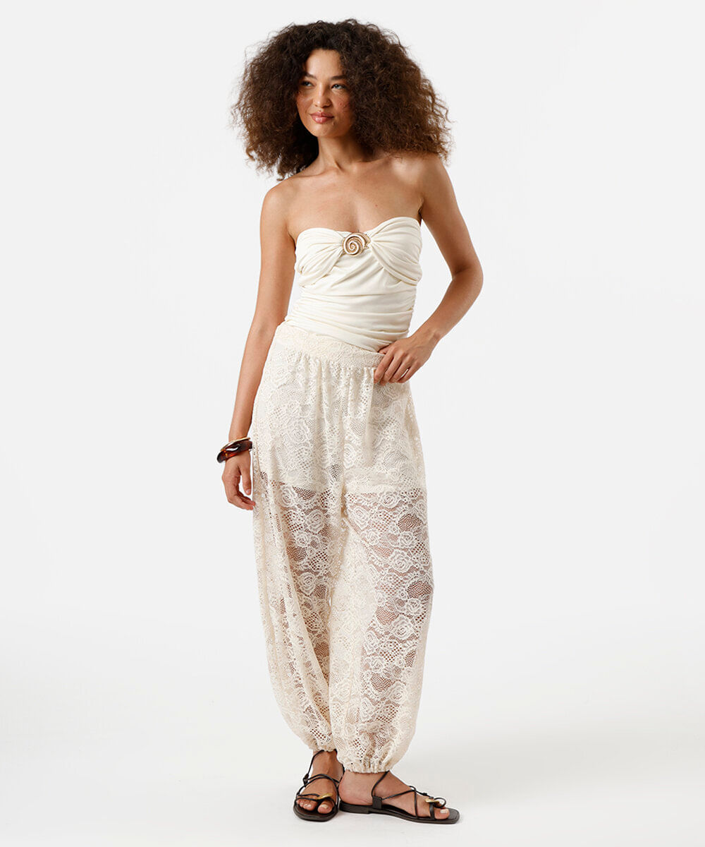 blusa sem alça feminina franzida off white