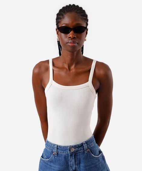 body alça fina feminino de poliamida básico off white