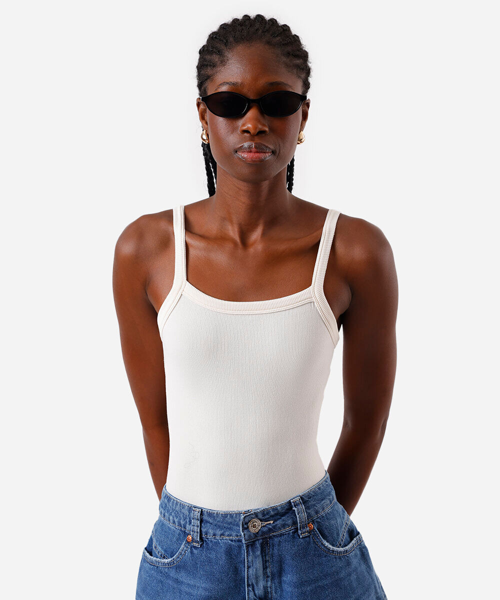 body alça fina feminino de poliamida básico off white