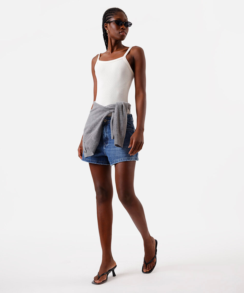 body alça fina feminino de poliamida básico off white