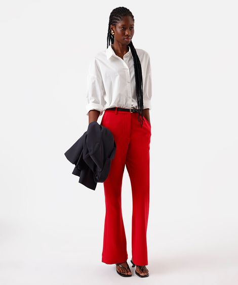 calça flare feminina de alfaiataria vermelha