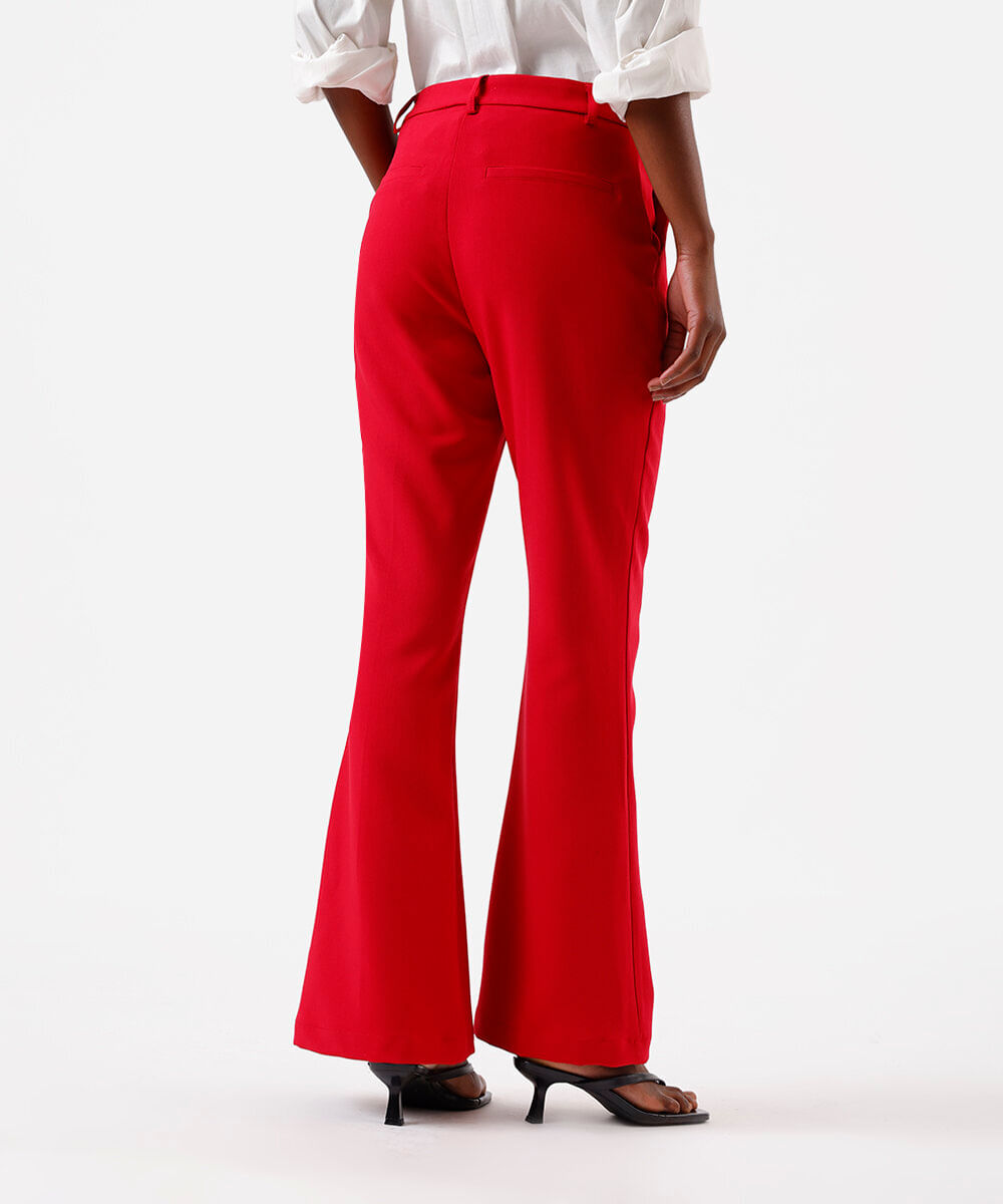 calça flare feminina de alfaiataria vermelha