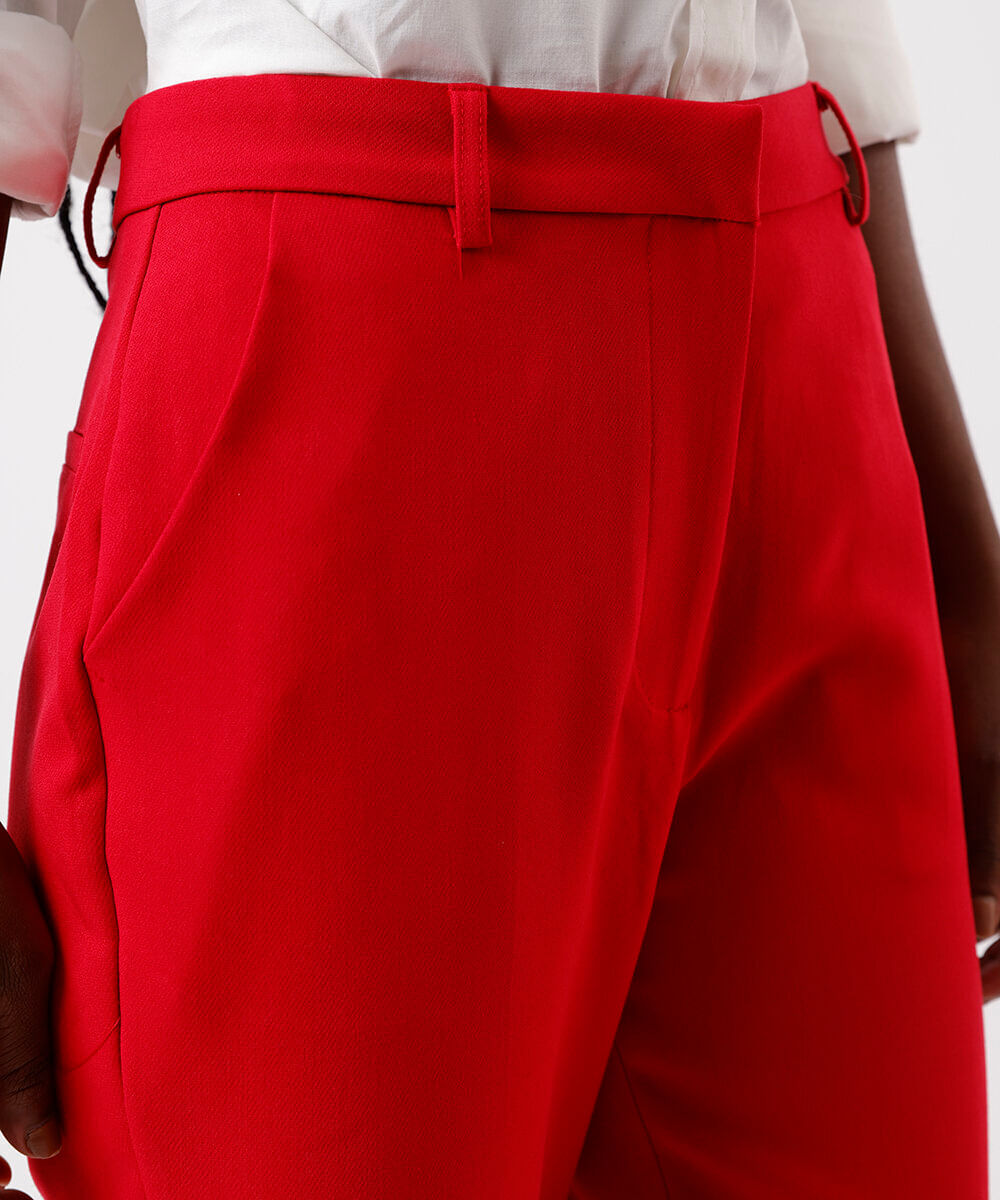 calça flare feminina de alfaiataria vermelha