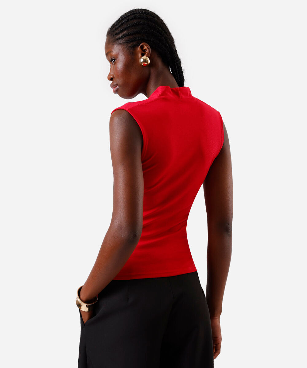 regata feminina com viscose decote v vermelha