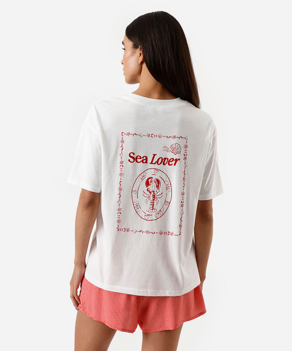 pijama short doll feminino de algodão lagosta xadrez vermelho