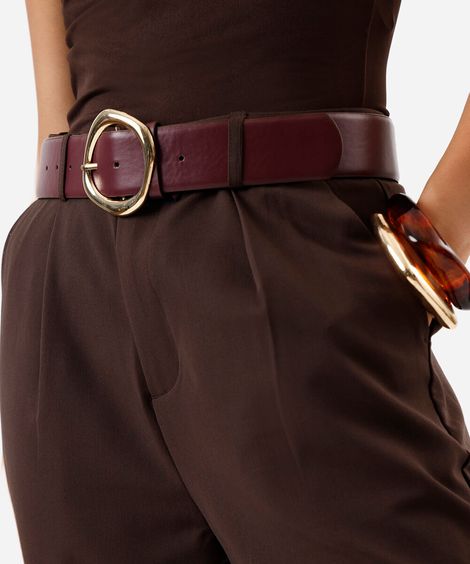 cinto feminino com fivela orgânica vinho