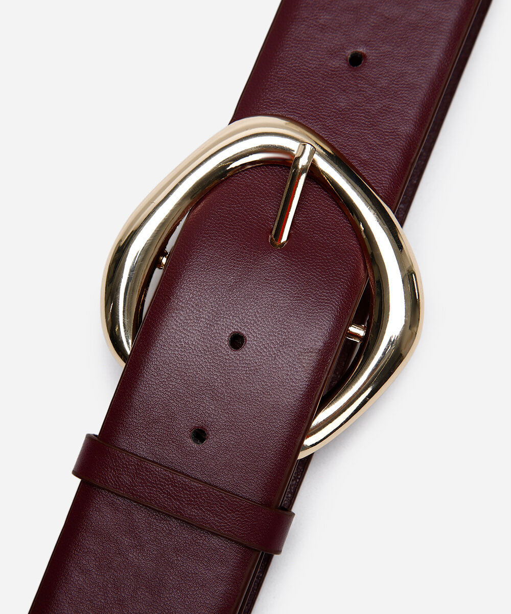 cinto feminino com fivela orgânica vinho