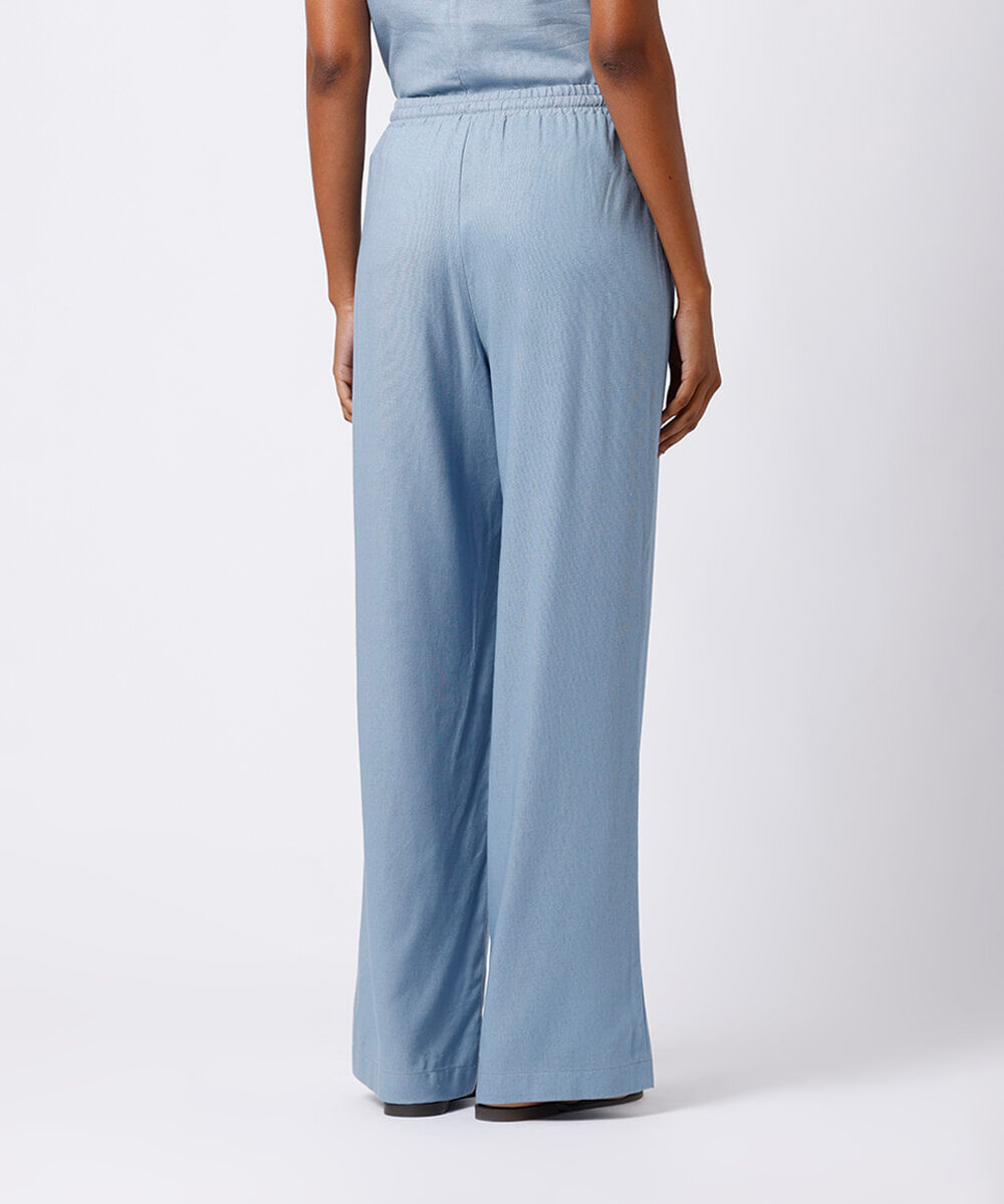 calça estilo pijama feminina com linho mindset azul