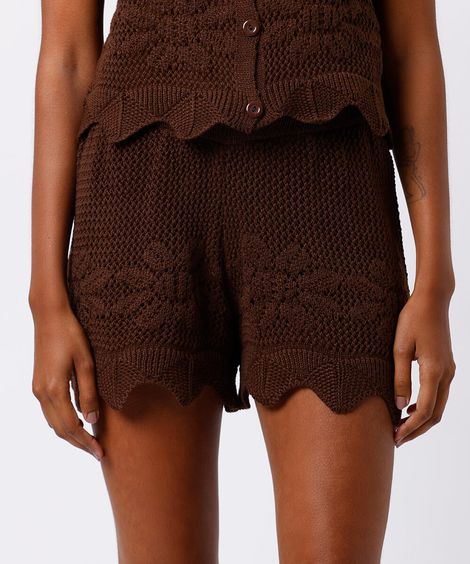 short de tricot floral mindset marrom