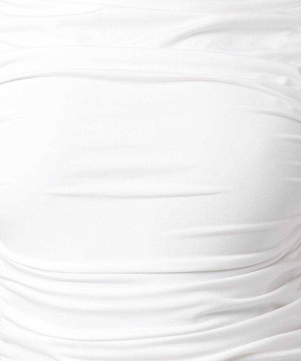 vestido midi feminino franzido mindset off white