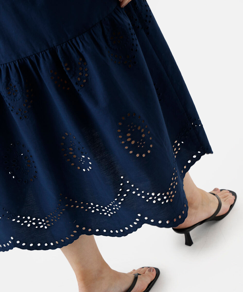 vestido midi feminino com recortes plus size azul