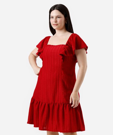 vestido curto de laise plus size - vermelho