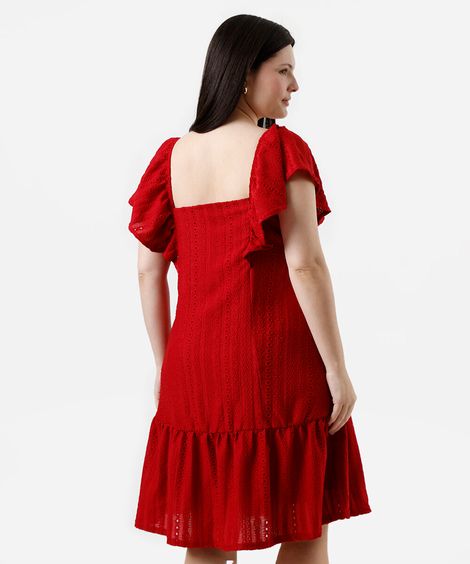 vestido curto de laise plus size - vermelho