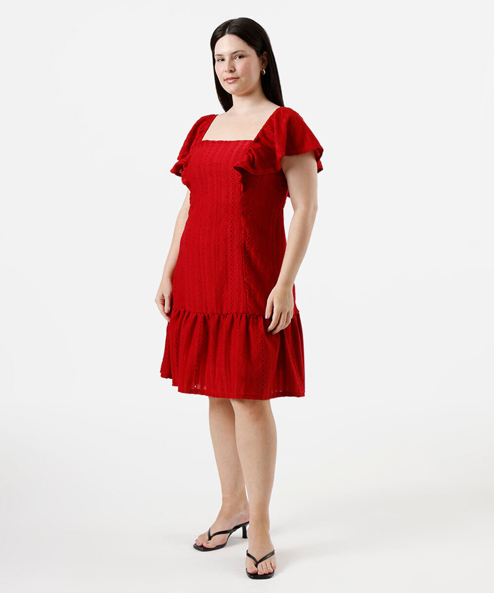 vestido curto de laise plus size - vermelho