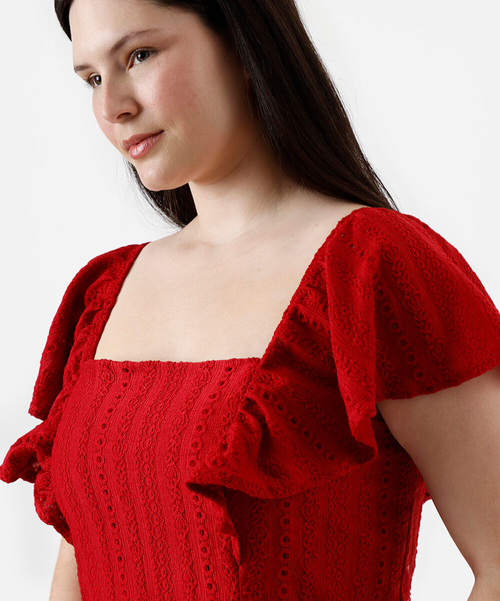 vestido curto de laise plus size - vermelho