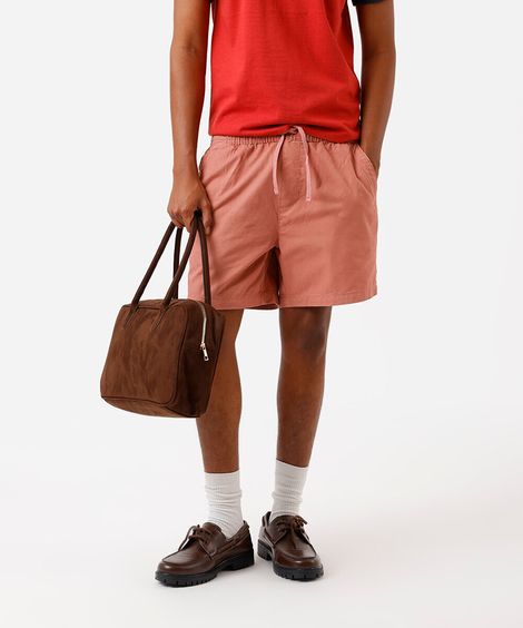 bermuda reta masculina de sarja com elástico rosa