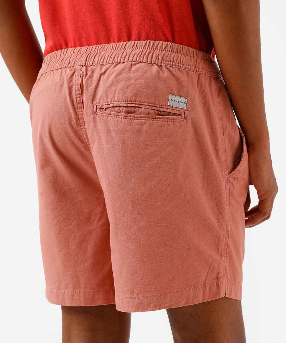 bermuda reta masculina de sarja com elástico rosa