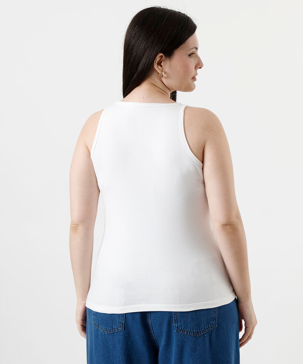 regata feminina de algodão plus size off white