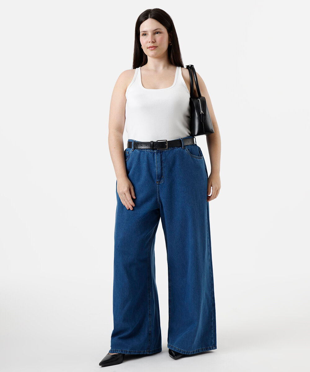 regata feminina de algodão plus size off white