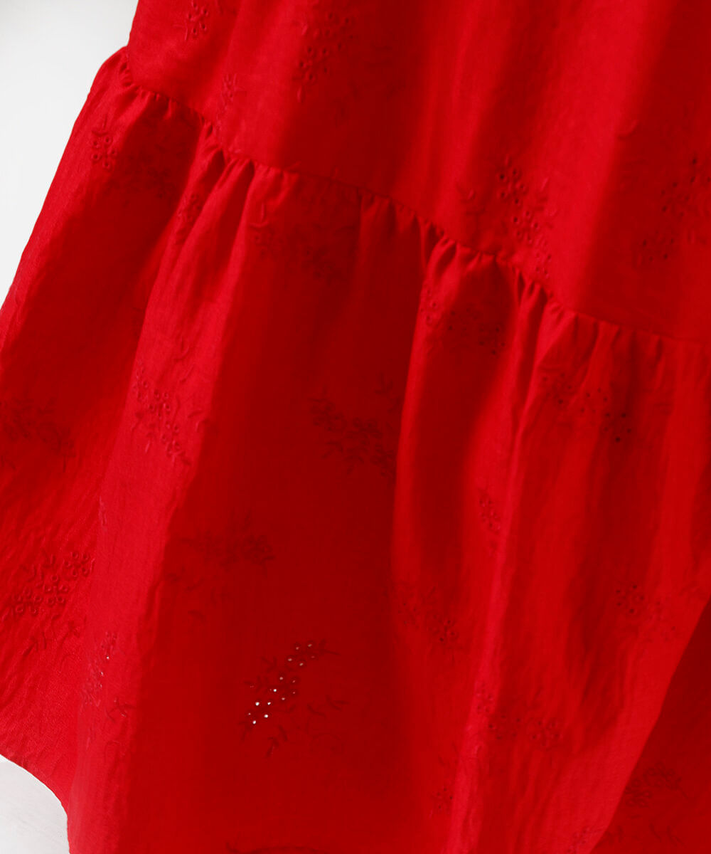 vestido midi feminino com bordado com bolso plus size vermelho