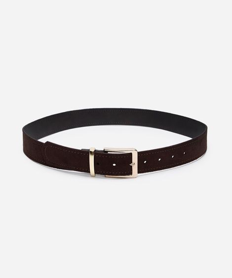 cinto com fivela retangular texturizado marrom