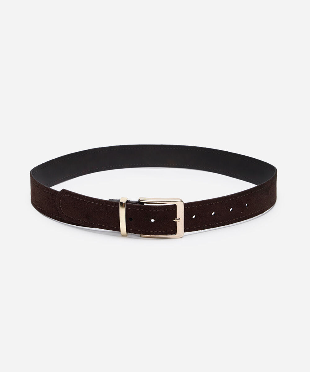 cinto com fivela retangular texturizado marrom