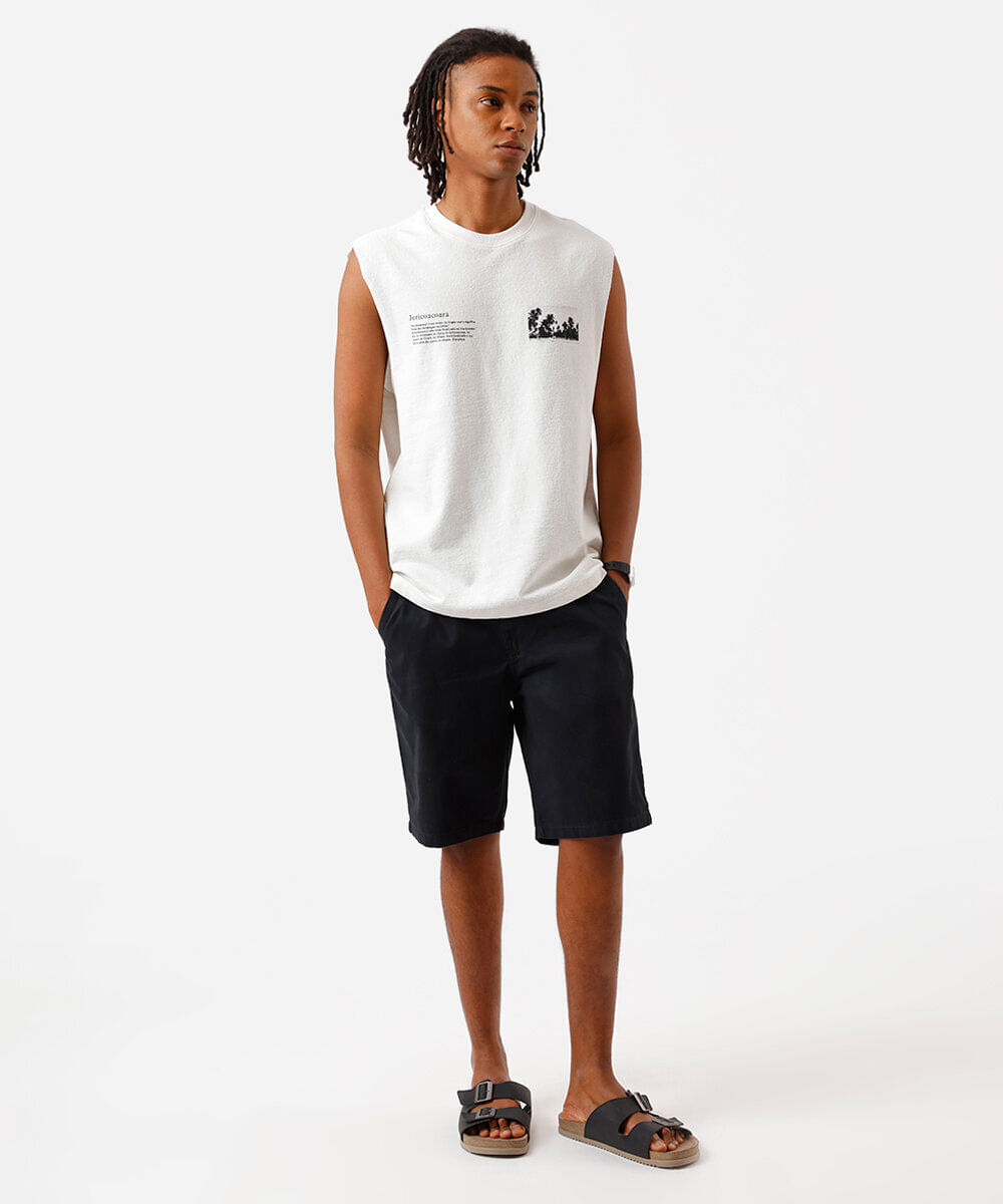 Bermuda Reta de Sarja - preto