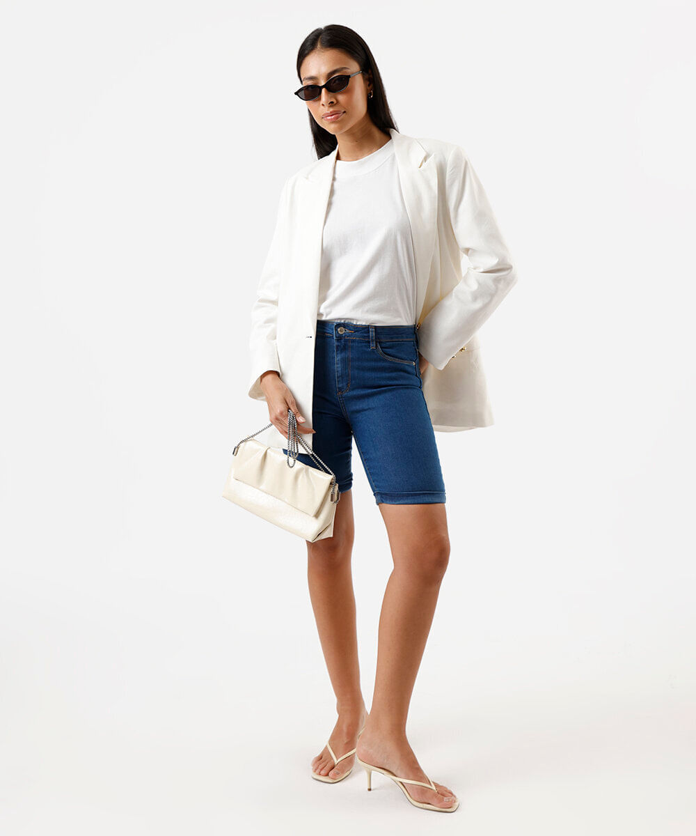 bermuda ciclista feminina jeans azul
