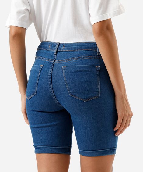 bermuda ciclista feminina jeans azul