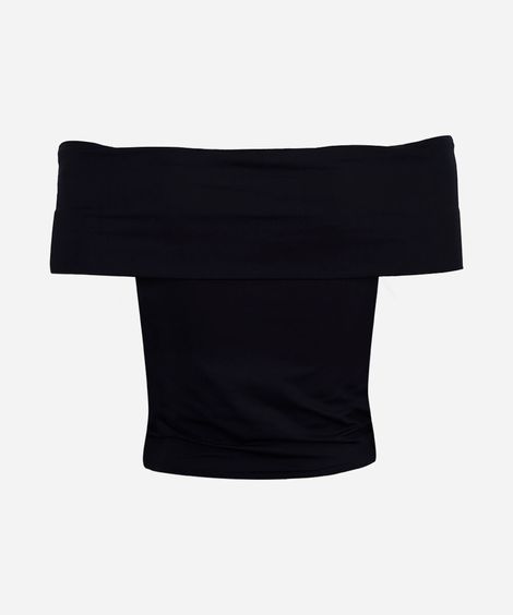 blusa juvenil ombro a ombro de poliamida preta