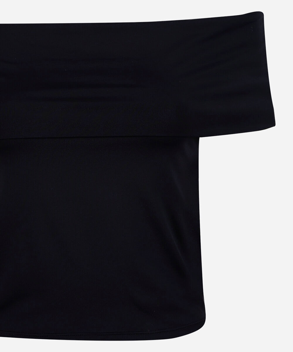 blusa juvenil ombro a ombro de poliamida preta