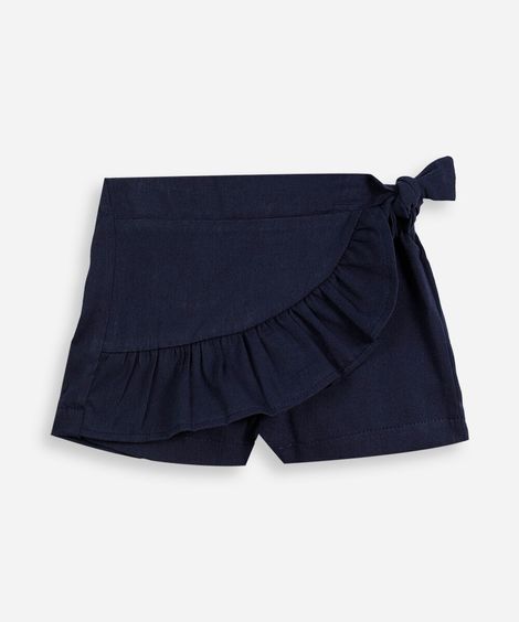 short saia infantil com babado azul