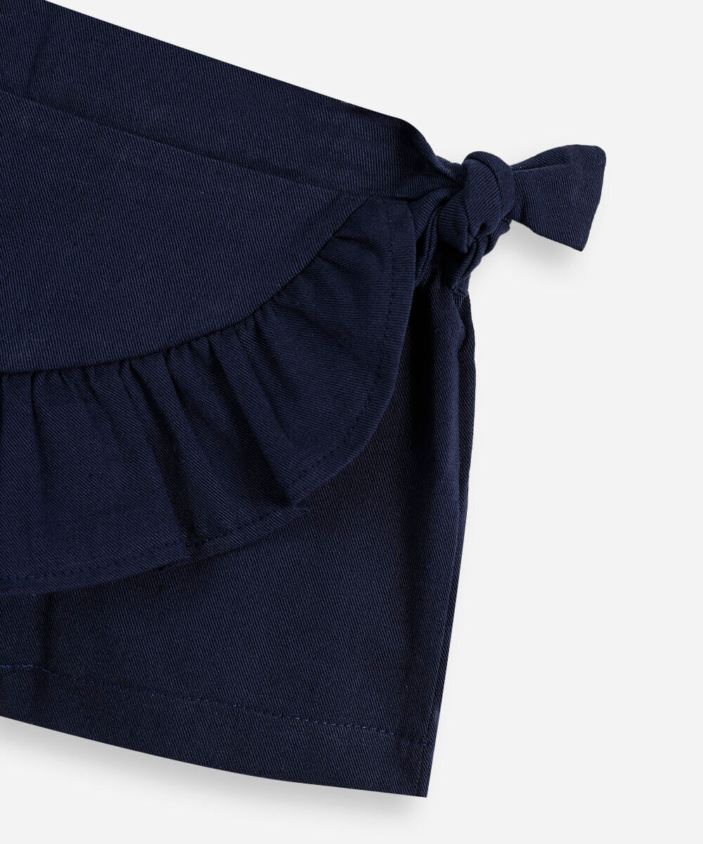 short saia infantil com babado azul